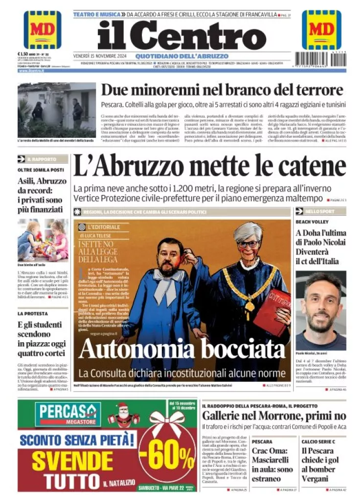 Prima-pagina-il centro-oggi-edizione-del-2024-11-15